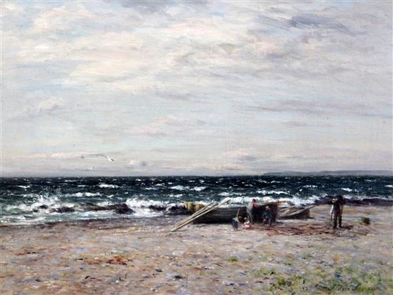 Joseph Henderson (1832-1908) Fisherfolk on the shore 18 x 24in.